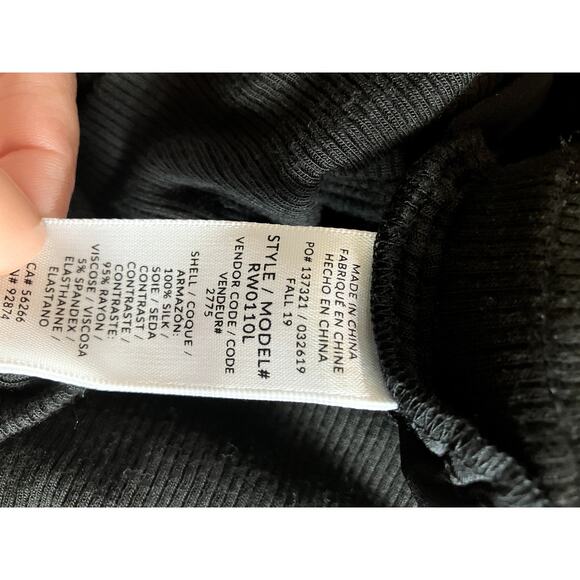 SPLENDID Silk Jogger Pant with Foldover Jersey Knit Waist Size XS Black LOUNGE - Picture 4 of 4